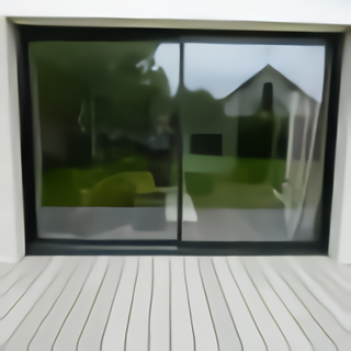 Terrasse bois vue appui fenêtre coulissante
